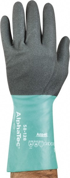 Ansell 58128080 Series 58-128 Chemical Resistant Gloves 7 mil Thick, Nitrile-Coated, Nitrile, Supported General Purpose Chemical-Resistant