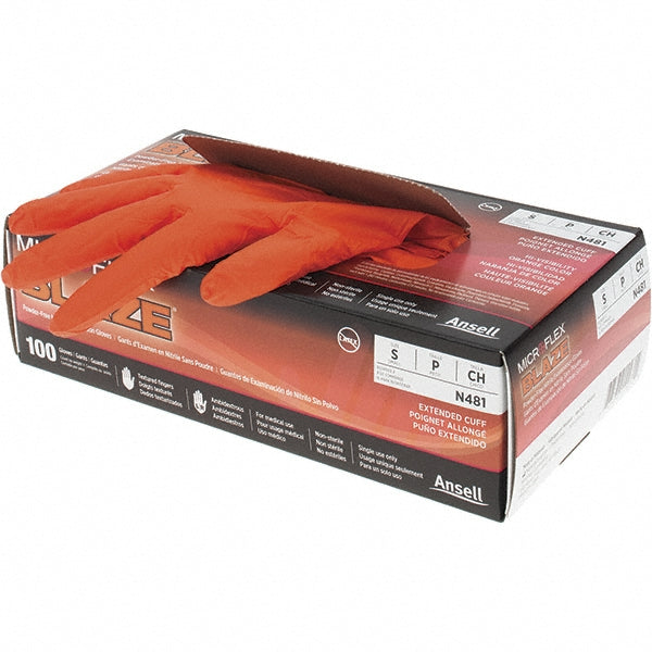 Ansell N481 Series Microflex Blaze Disposable Gloves Size Small, 5.1 mil, Uncoated-Coated Nitrile, Industrial Grade, Unpowdered