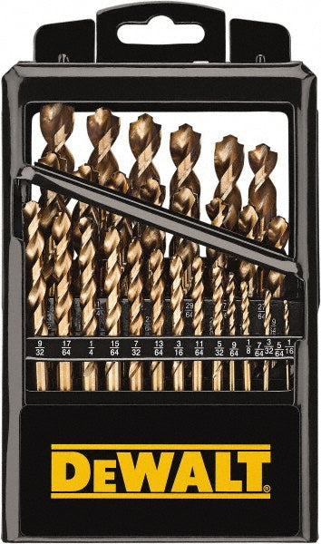 DeWALT DWA1269 Drill Bit Set Jobber Length Drill Bits, 29 Pc, 0.0625" to 0.5" Drill Bit Size, 135 &deg, Cobalt
