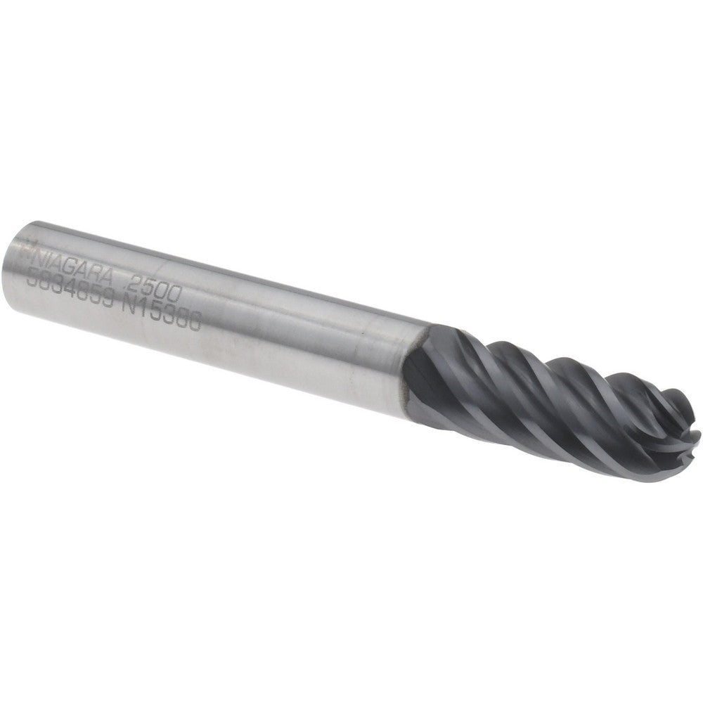 Seco 03115938 Ball End Mill 1/4" Dia, 5/8" LOC, 6 Flute, Solid Carbide