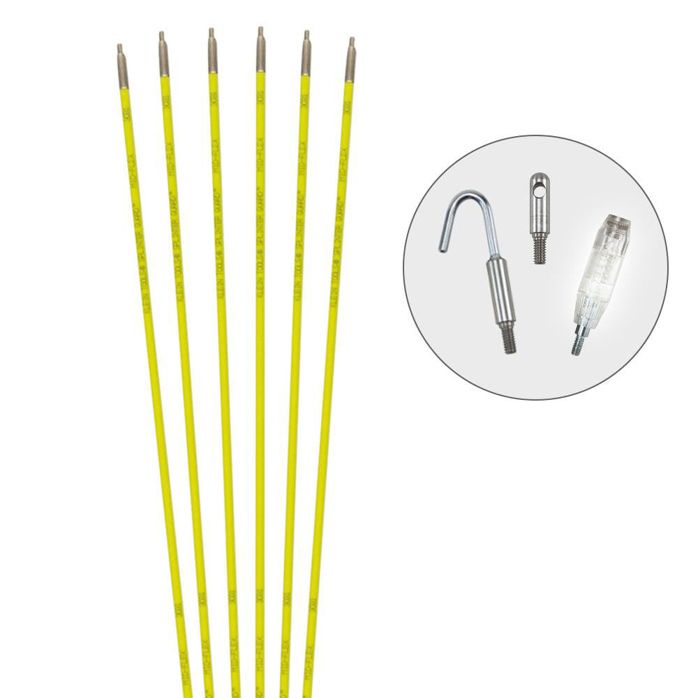 Klein Tools 56430 Line Fishing System Kits & Components Component Type Glow Rod Kit  Includes (6) 5' (1.5 m) Glow Rods with Bullet Nose, Hook, & LED-Illuminated Tip Attachments  Overall Length (Feet) 30  Inside Diameter (Inch) 3/16  Number of Pieces 9