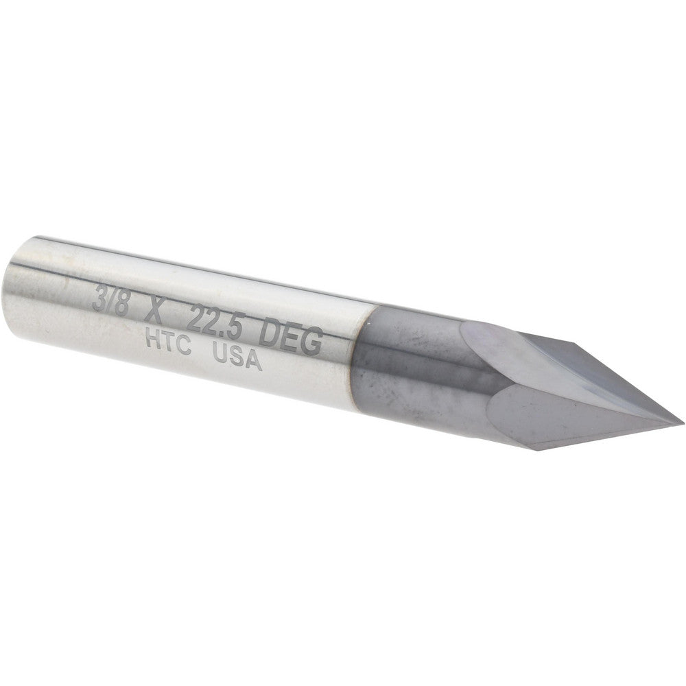 Harvey Tool 72523-C3 Chamfer Mill 3/8" Dia, 3/8" Shank Dia, 45 deg, 2 Flute, Solid Carbide, Single End