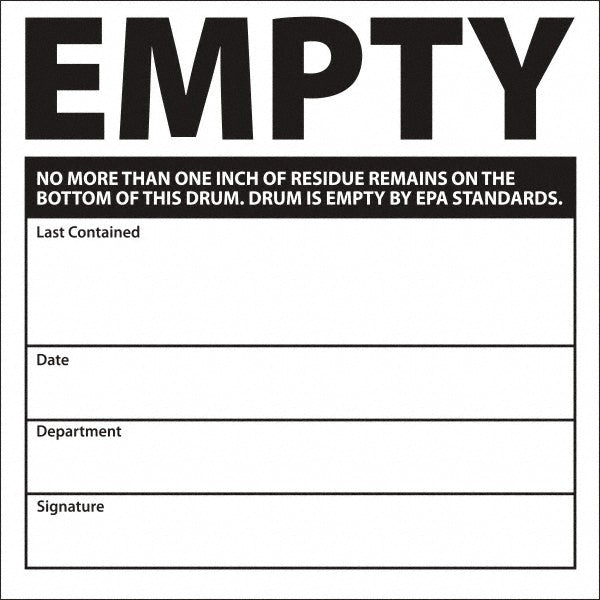 AccuformNMC HW35SL25 25 Qty Empty No More Than One Inch Of Residue Remains On The Bottom Of This Drum. Drum Is Empty By Epa Standards. Last Contained ____ D
