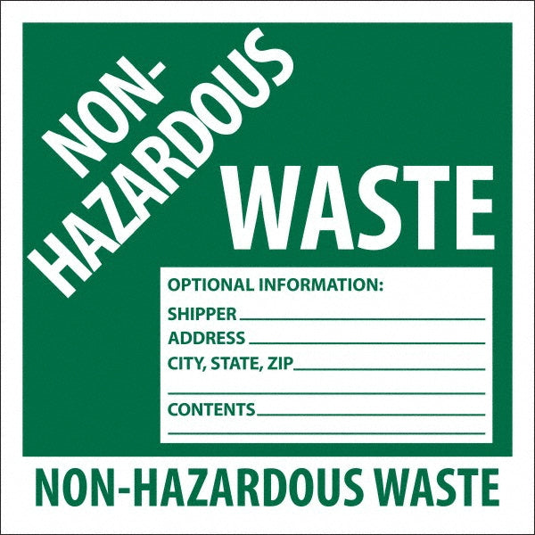 AccuformNMC HW5SL25 Label "Non-Hazardous Waste Optional Information Shipper___, Address___, City, State, Zip___, Contents___ Non-Hazardous Waste", Square, 6" Wide, 6" High