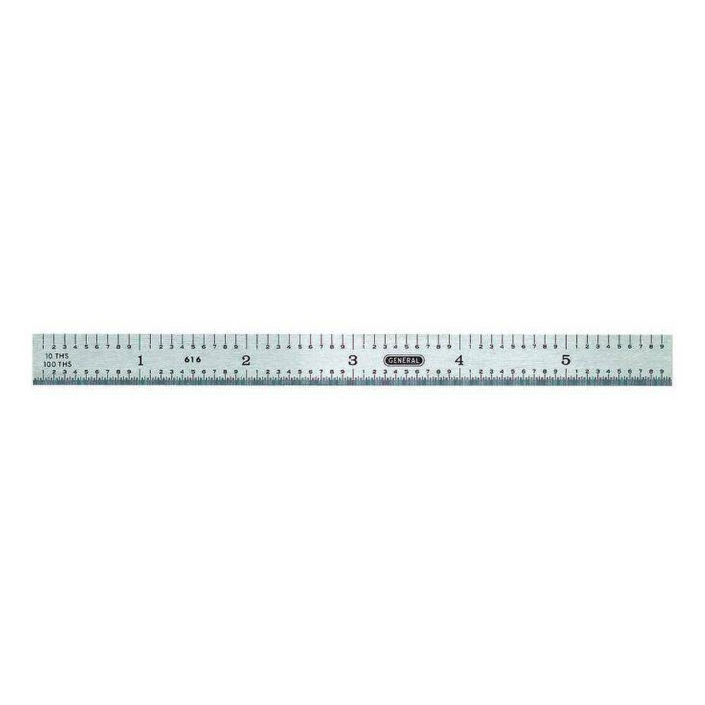 General 676-I Steel Rule 6" OAL, 4R Graduation, Rigid, 3/4" OAW