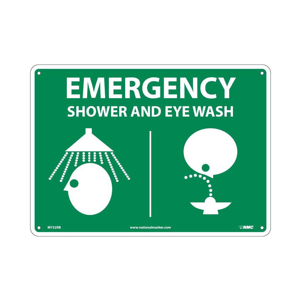 AccuformNMC M752RB First Aid Sign Rectangle, "EMERGENCY SHOWER AND EYE WASH"