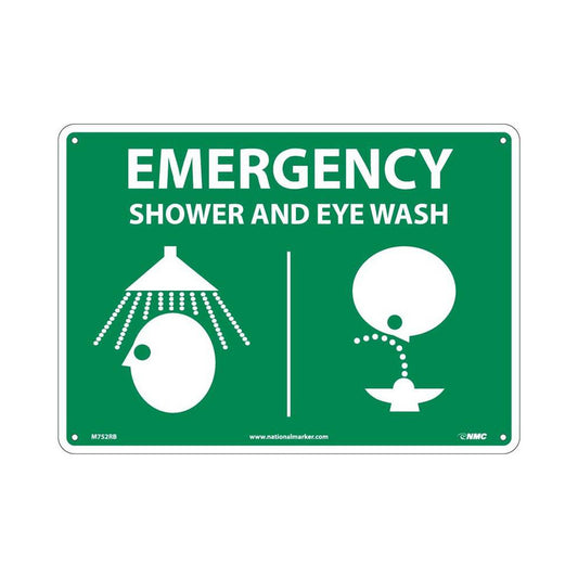 AccuformNMC M752RB First Aid Sign Rectangle, "EMERGENCY SHOWER AND EYE WASH"