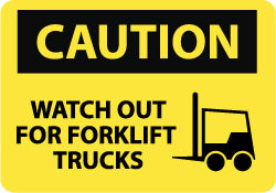 AccuformNMC C637RB Accident Prevention Sign Rectangle, "Caution, WATCH OUT FOR FORK LIFT TRUCKS"