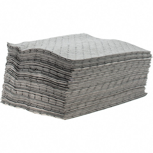 Brady SPC Sorbents BPU100 Sorbent Pad Universal Use, 15" Wide, 17" Long, 20.5 gal, Gray