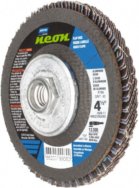 Norton 66623399060 Flap Disc 5/8-11 Hole, 60 Grit, Ceramic Alumina, Type 27