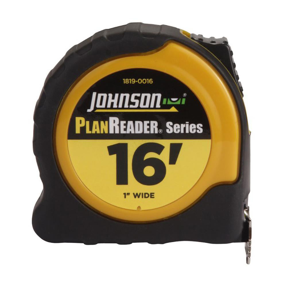 Johnson Level & Tool 1819-0016 Tape Measure 16' Long, 1" Width, Yellow Blade
