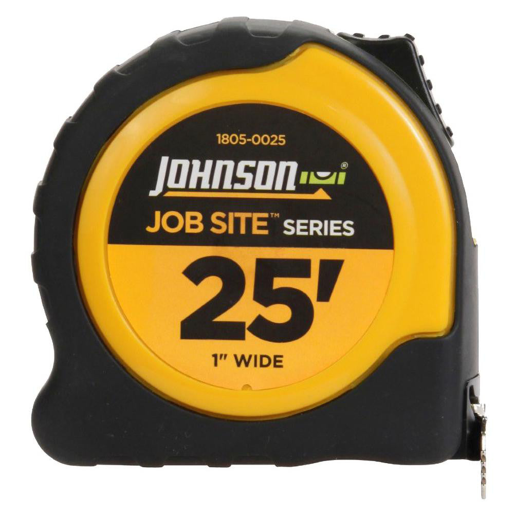 Johnson Level & Tool 1805-0025 Tape Measure 25' Long, 1" Width, Yellow Blade