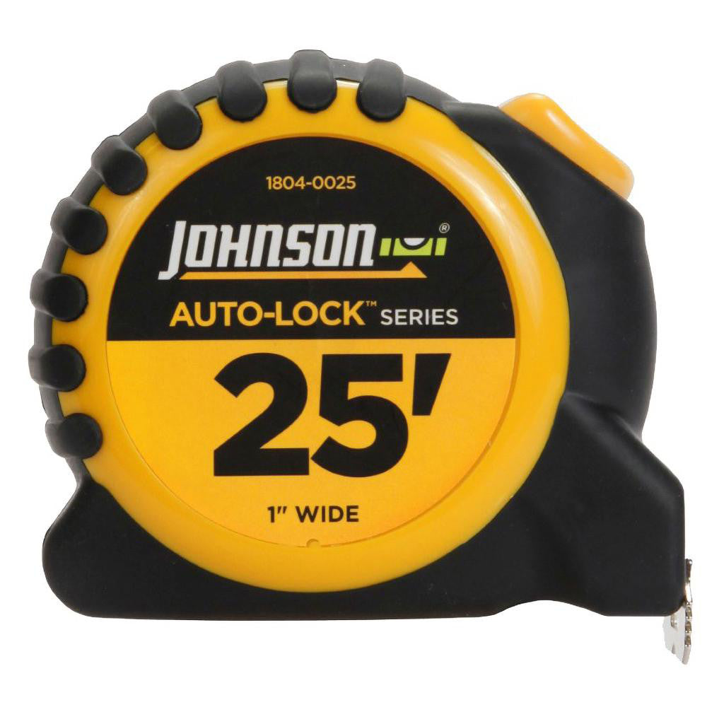 Johnson Level & Tool 1804-0025 Tape Measure 25' Long, 1" Width, Yellow Blade