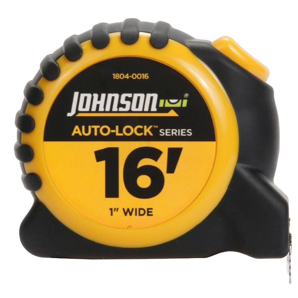 Johnson Level & Tool 1804-0016 Tape Measure 16' Long, 1" Width, Yellow Blade