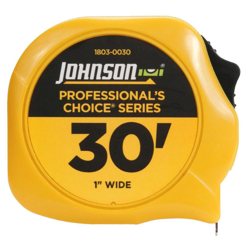 Johnson Level & Tool 1803-0030 Tape Measure 30' Long, 1" Width, Yellow Blade