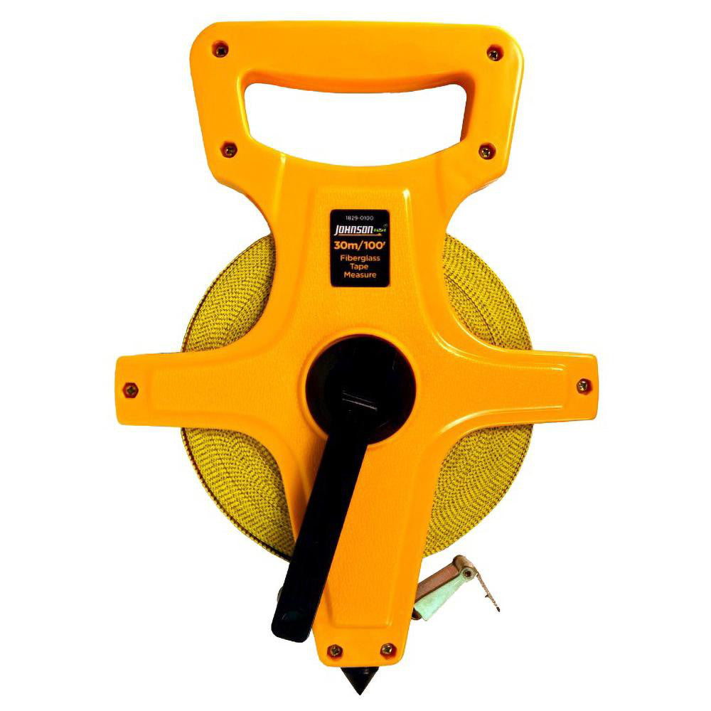 Johnson Level & Tool 1829-0100 Tape Measure 100' Long, 1/2" Width, Yellow Blade