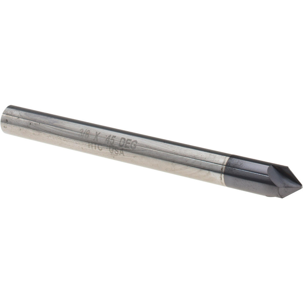 Harvey Tool 981245-C3 Chamfer Mill 3/8" Dia, 3/8" Shank Dia, 90 deg, 3 Flute, Solid Carbide, Single End