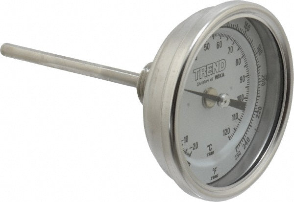 Wika 52877149 Bimetal Dial Thermometer 0 to 250 &deg F, 4" Stem Length