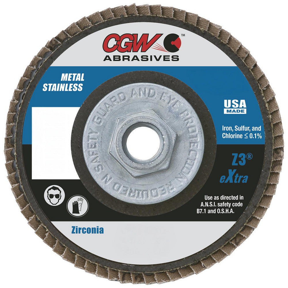 CGW Abrasives 42302 Flap Disc 7/8" Hole, 40 Grit, Zirconia Alumina, Type 27
