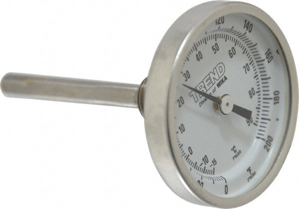 Wika 20025D005G2 Bimetal Dial Thermometer 0 to 200 &deg F, 2-1/2" Stem Length