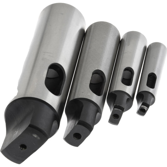 Value Collection PLC38556J Morse Taper Sleeve Sets Minimum Inside Taper Size MT1  Maximum Inside Taper Size MT4  Minimum Outside Morse Taper Size MT2  Maximum Outside Morse Taper Size MT5  Hardness Features Soft with Hardened Tang  