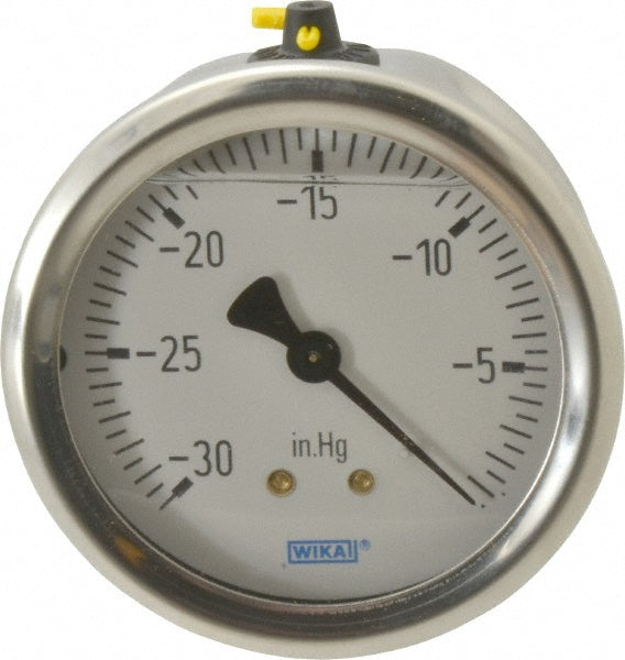 Wika 9767185 Pressure Gauge 2-1/2" Dial, 0 to 30 psi, 1/4" Thread, NPT, Center Back Mount