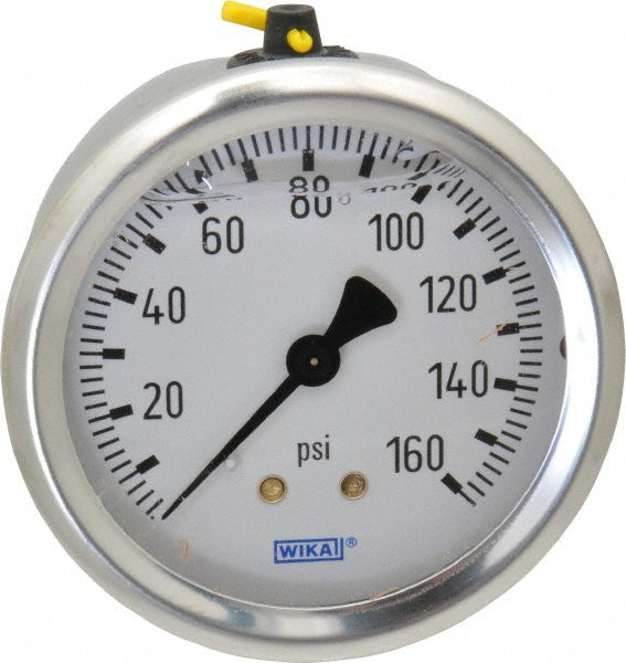Wika 9767223 Pressure Gauge 2-1/2" Dial, 0 to 160 psi, 1/4" Thread, NPT, Center Back Mount