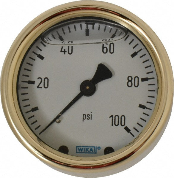 Wika 9318178 Pressure Gauge 2-1/2" Dial, 0 to 100 psi, 1/4" Thread, NPT, Back Mount