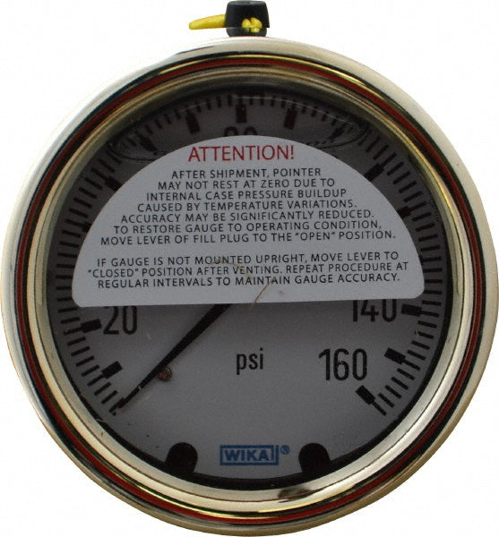 Wika 9318186 Pressure Gauge 2-1/2" Dial, 0 to 160 psi, 1/4" Thread, NPT, Back Mount