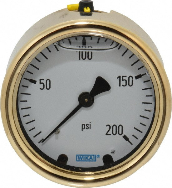 Wika 9318194 Pressure Gauge 2-1/2" Dial, 0 to 200 psi, 1/4" Thread, NPT, Back Mount