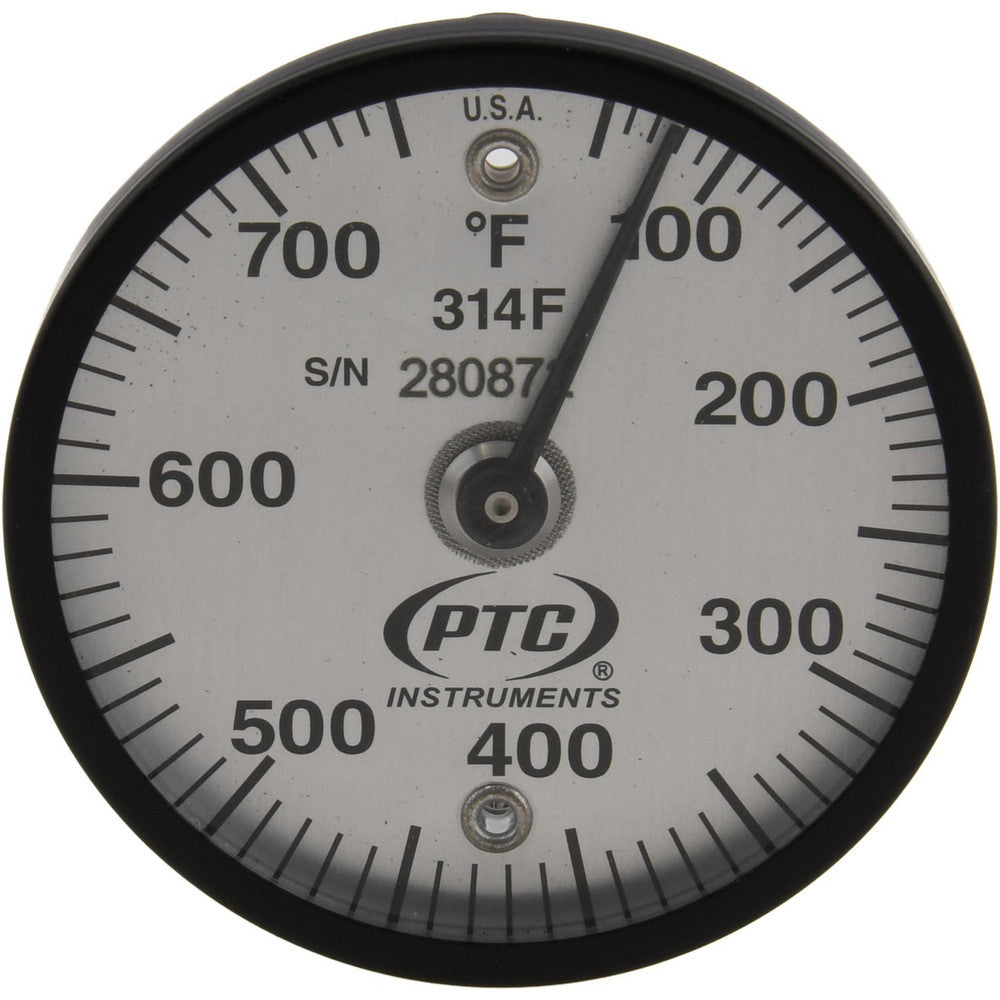 PTC Instruments 314F 50 to 750&degF, 2" Dial Dia, Dual Magnet Mount Thermometer