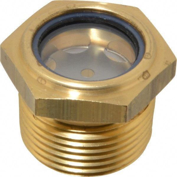 LDI Industries LSP151-06-01 31/32" Sight Diam, 1" Thread, 1.19" OAL, Low Pressure Pipe Thread Lube Sight with Reflector Sight Glass & Flow Sight