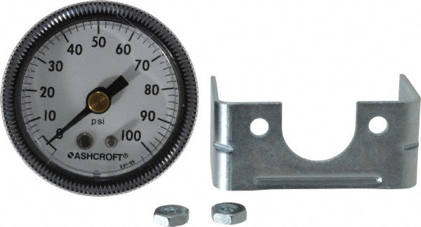 Ashcroft 662876000159 Pressure Gauge 1-1/2" Dial, 0 to 100 psi, 1/8" Thread, NPT, Center Back Mount