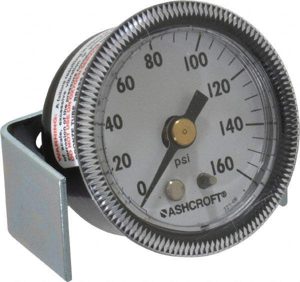 Ashcroft 662876000166 Pressure Gauge 1-1/2" Dial, 0 to 160 psi, 1/8" Thread, NPT, Center Back Mount
