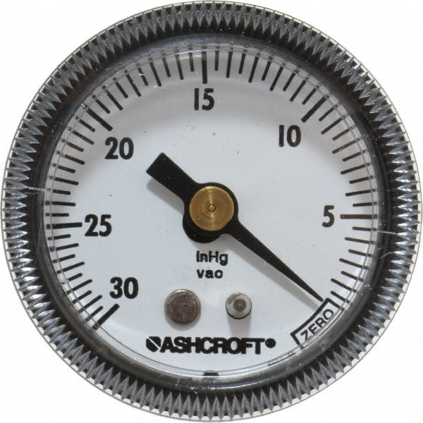 Ashcroft 662876125593 Pressure Gauge 1-1/2" Dial, 0 to 30 psi, 1/8" Thread, NPT, Center Back Mount