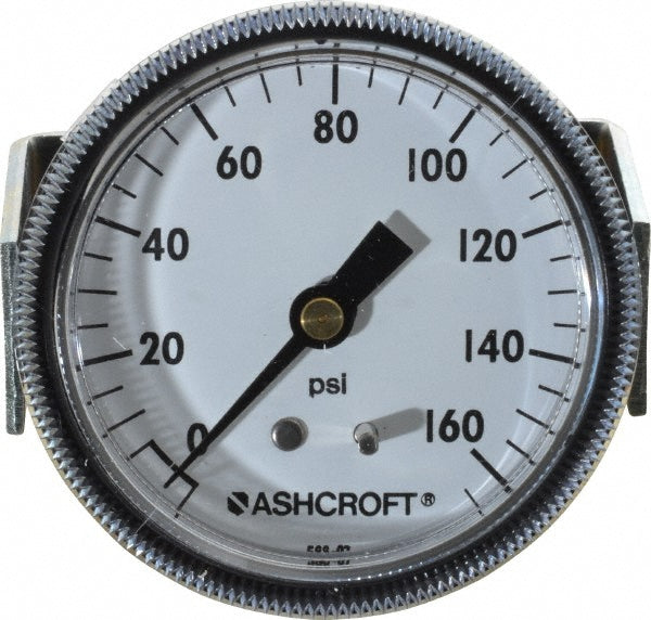 Ashcroft 662876001460 Pressure Gauge 2-1/2" Dial, 0 to 160 psi, 1/4" Thread, NPT, Center Back Mount