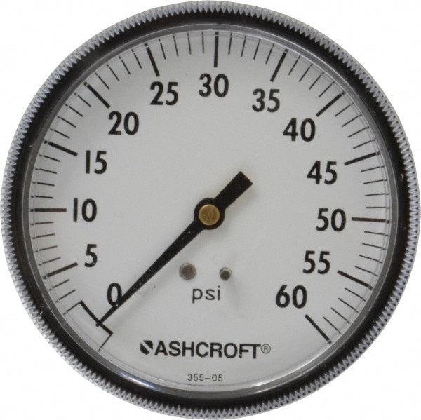 Ashcroft 662876002382 Pressure Gauge 3-1/2" Dial, 0 to 60 psi, 1/4" Thread, NPT, Center Back Mount