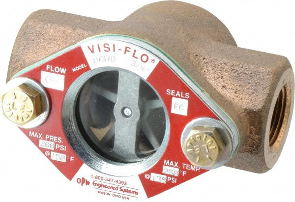 OPW Engineered Systems 1431D-0072 Bronze Body Visi-Flo Sight Flow Indicator 3/4" NPTF, 200 psi, Use with Liquid