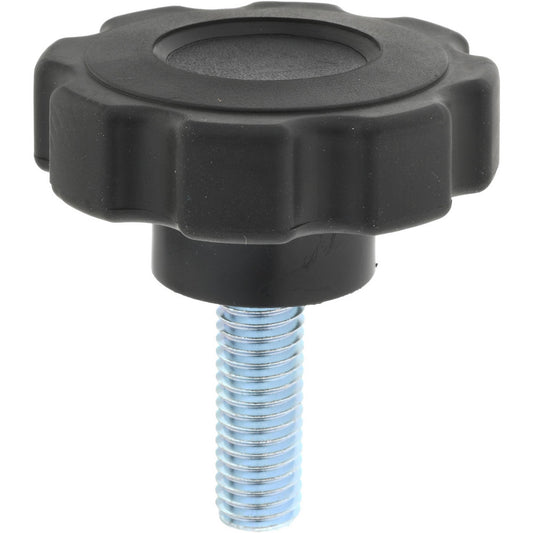 Gibraltar KN8C1500F7S--21 Lobed Knob 2.4800" Head Dia, 8-Point, Thermoplastic Elastomer, Black