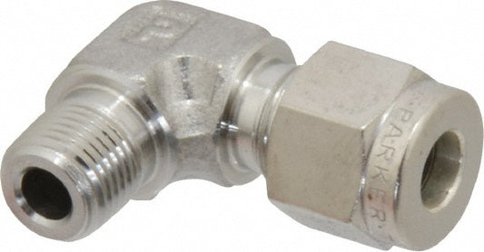 Parker 4MSEL2N-316 Compression Tube Male Elbow 1/8-27" Thread, Compression x MNPT