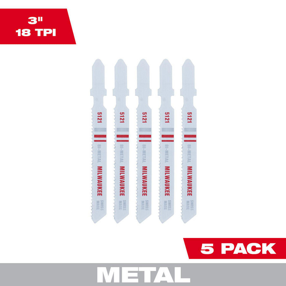 Milwaukee Tool 48-42-5121 Jigsaw Blades Blade Material Bi-Metal  Blade Length (Inch) 3  Blade Length (mm) 3  Blade Width (Decimal Inch) 0.28125  Blade Width (Inch) 9/32  Blade Thickness (Decimal Inch) 0.1