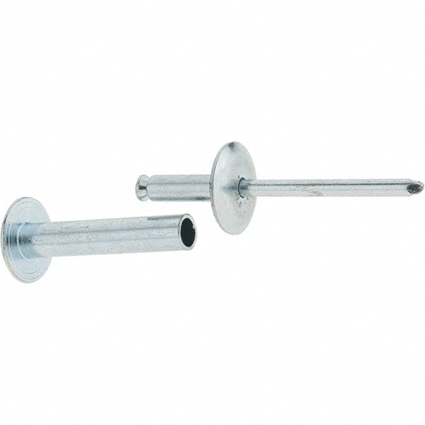 RivetKing /SBS826CM/SET/P10 Flush on Both Sides Blind Rivet Size 8-26, Dome Head, Steel Body, Steel Mandrel