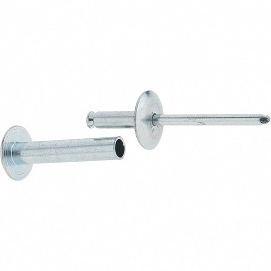 RivetKing /SBS826CM/SET/P10 Flush on Both Sides Blind Rivet Size 8-26, Dome Head, Steel Body, Steel Mandrel