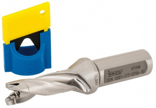 Iscar 3202450 Replaceable-Tip Drill 0.591 to 0.626" Dia, 1.77" Max Depth, 3/4" Weldon Flat Shank