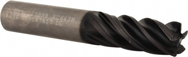Kennametal 3580870 Corner Radius End Mill 1/2" Dia, 1-1/4" LOC, 0.03" Radius, 5 Flutes, Solid Carbide