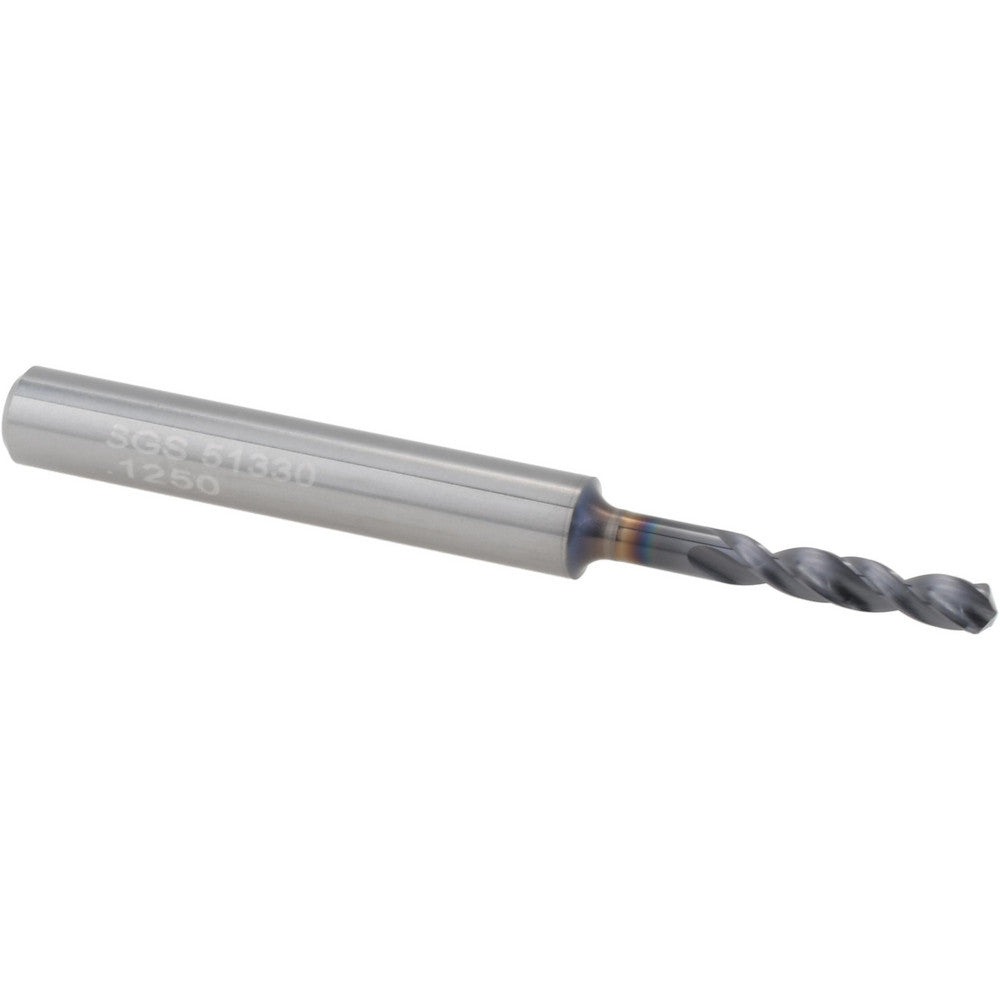 Kyocera SGS Precision Tools 51330 Screw Machine Length Drill Bit 1/8" (0.1250) Dia, 145 deg, Solid Carbide