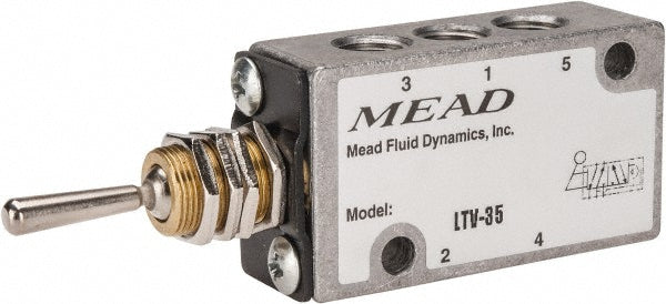 Mead LTV-35 Mechanically Operated Valve 4-Way Control, Flip Toggle Actuator, 1/8" Inlet, 2 Position