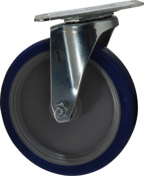 E.R. Wagner 2F6805P25000100 Swivel Top Plate Caster Polyurethane, 5" Wheel Dia, 1" Wheel Width, 145 lb Capacity, 5-13/16" OAH