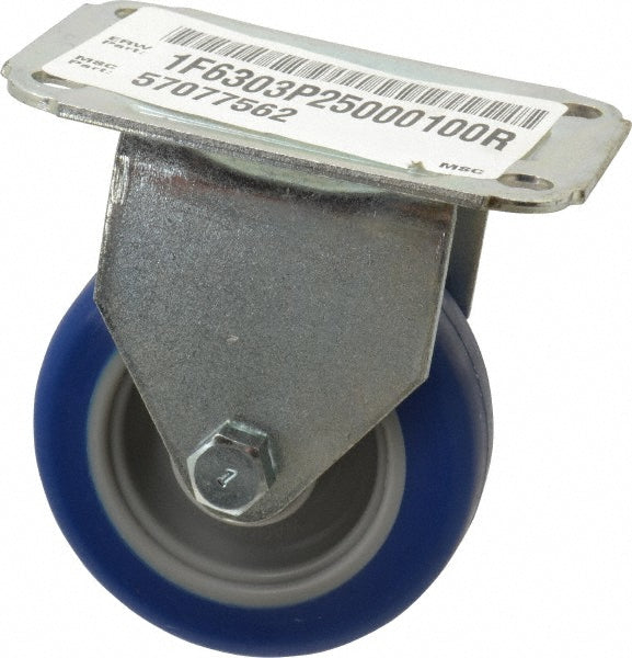 E.R. Wagner 1F6303P25000100 Rigid Top Plate Caster Polyurethane, 3" Wheel Dia, 1" Wheel Width, 125 lb Capacity, 3-3/4" OAH
