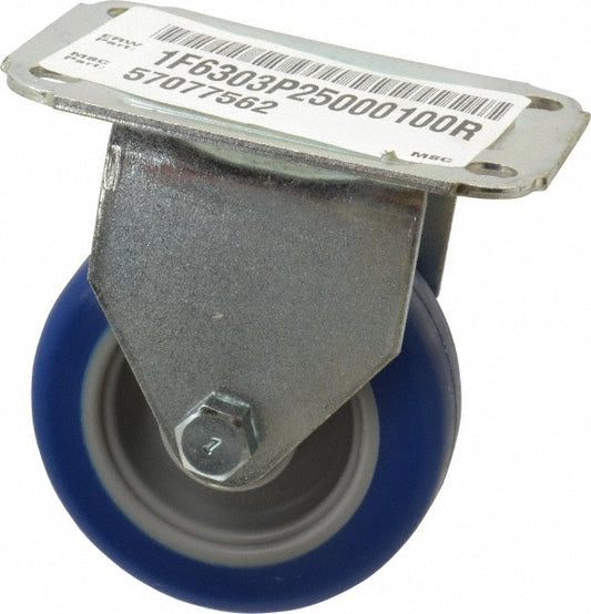E.R. Wagner 1F6303P25000100 Rigid Top Plate Caster Polyurethane, 3" Wheel Dia, 1" Wheel Width, 125 lb Capacity, 3-3/4" OAH
